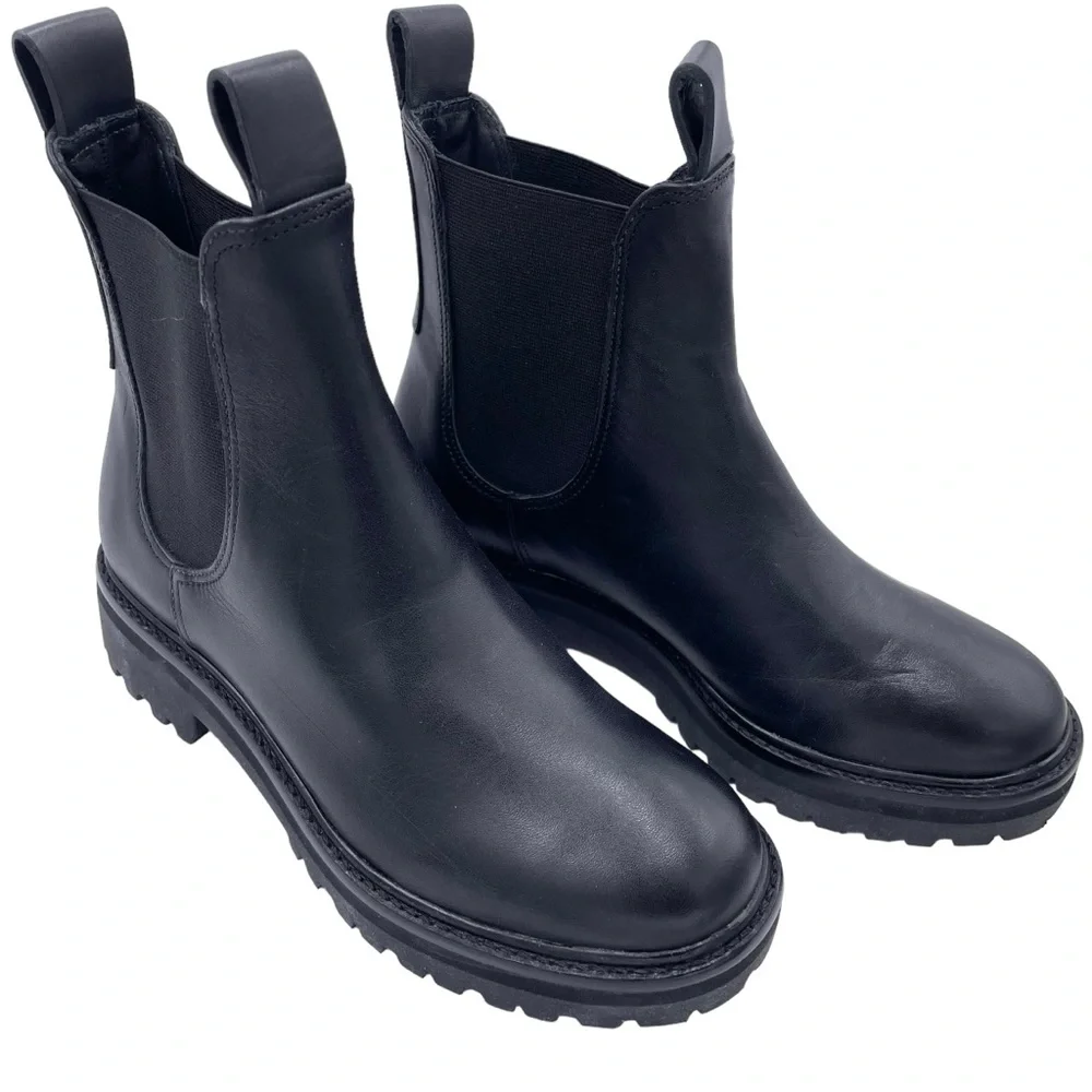 NEW Everlane Black Leather Lug Sole Chelsea Bootie in‎ Size 5.5 - Picture 2 of 14